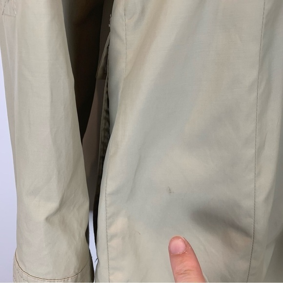Cole Haan sz L Vintage Stone Beige Tan Hooded Raincoat Jacket Trench Women's - Picture 10 of 12